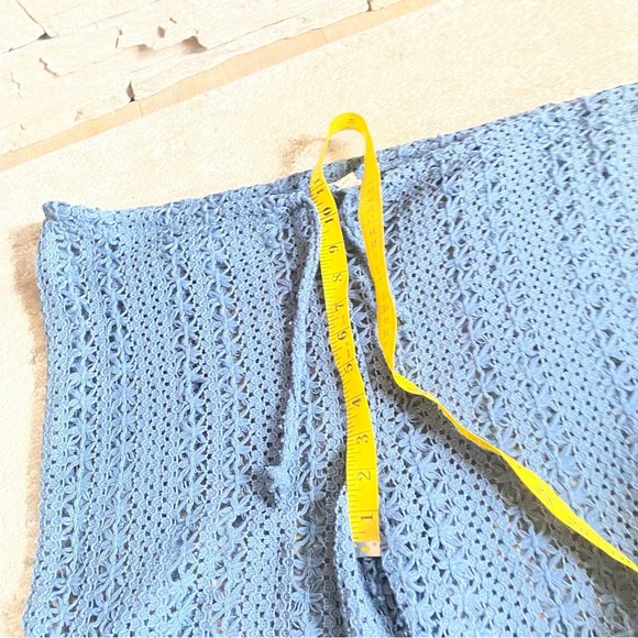 Blanco by Nature Crochet Beach Pants Knitted Pull On Drawstring Waist Teal: Med - Picture 5 of 10